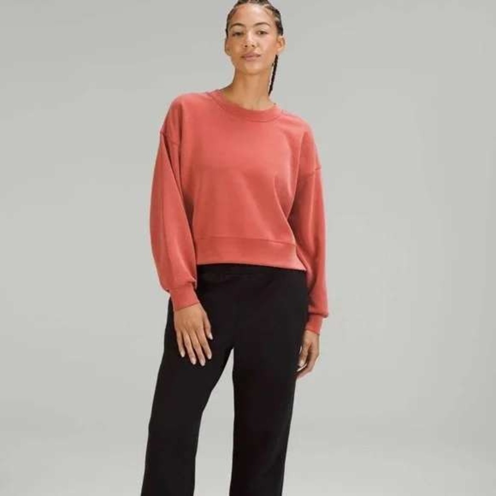 Lululemon Perfectly Oversized Crop Crew Sweatshirt Cayenne Red Softstream Size 4